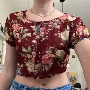 Dorothy Perkins Floral Button Down Crop Top Blouse